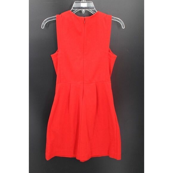 Madewell Abroad Ponte Knit Dress Sz 0 Spark Red Fit & Flare Pockets Sleeveless - Picture 6 of 9
